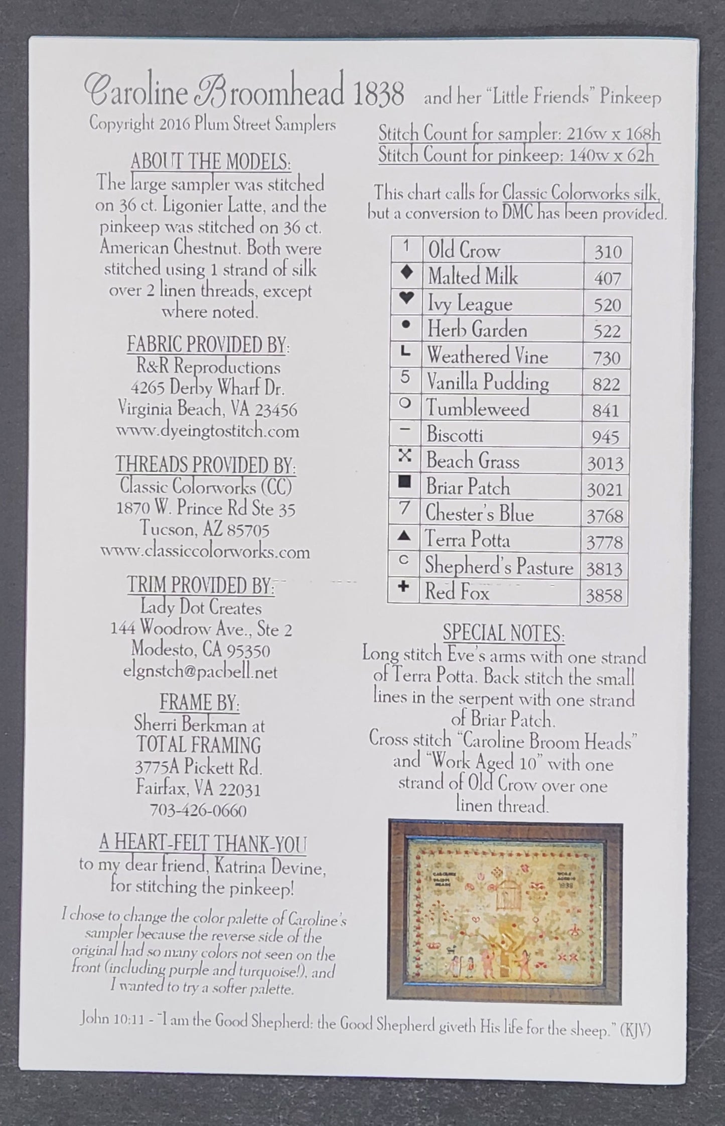 Caroline Broomhead 1838 and her "Little Friends" Pinkeep