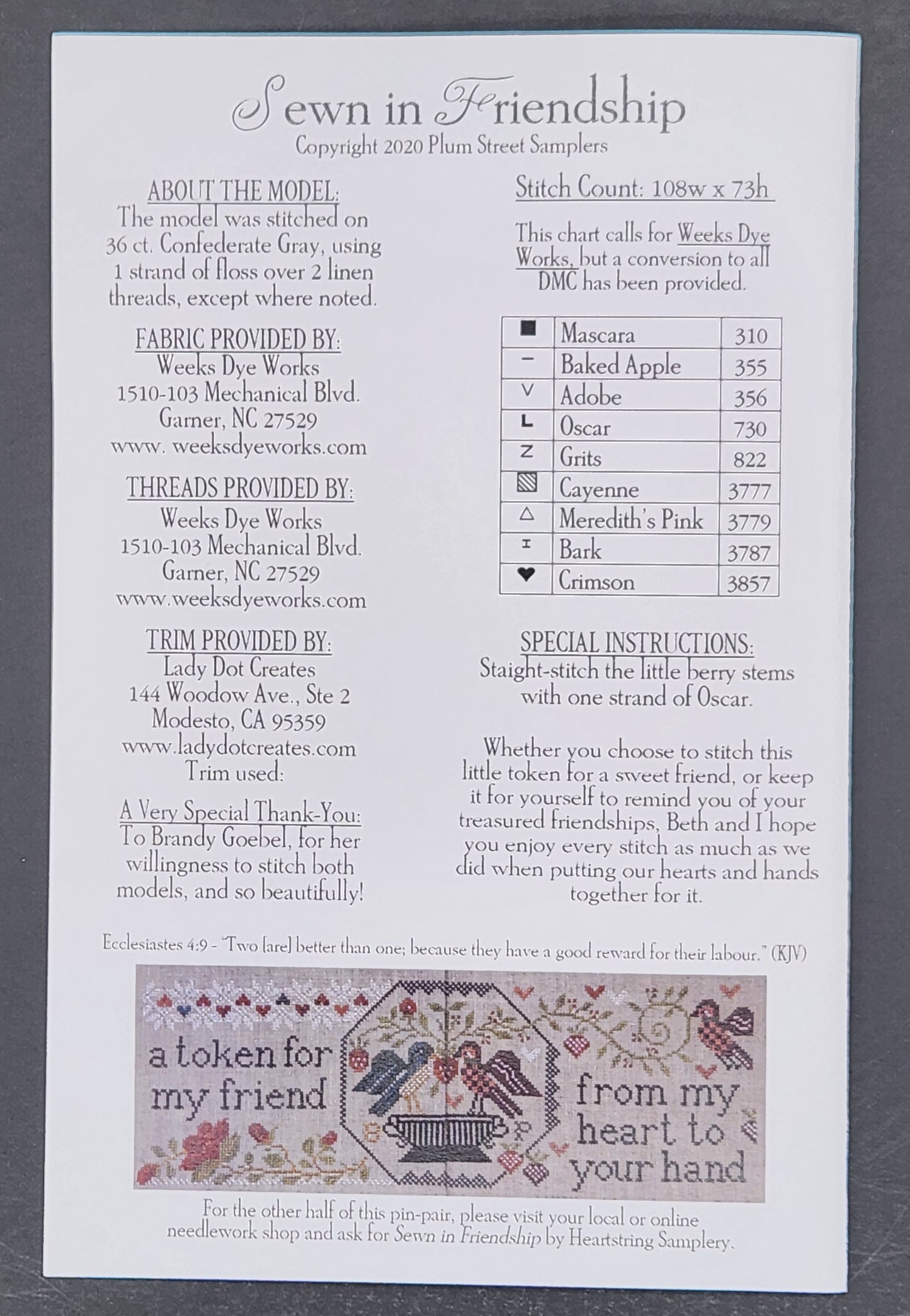 Sewn in Friendship A Collaborative Project with Heartstring Samplery