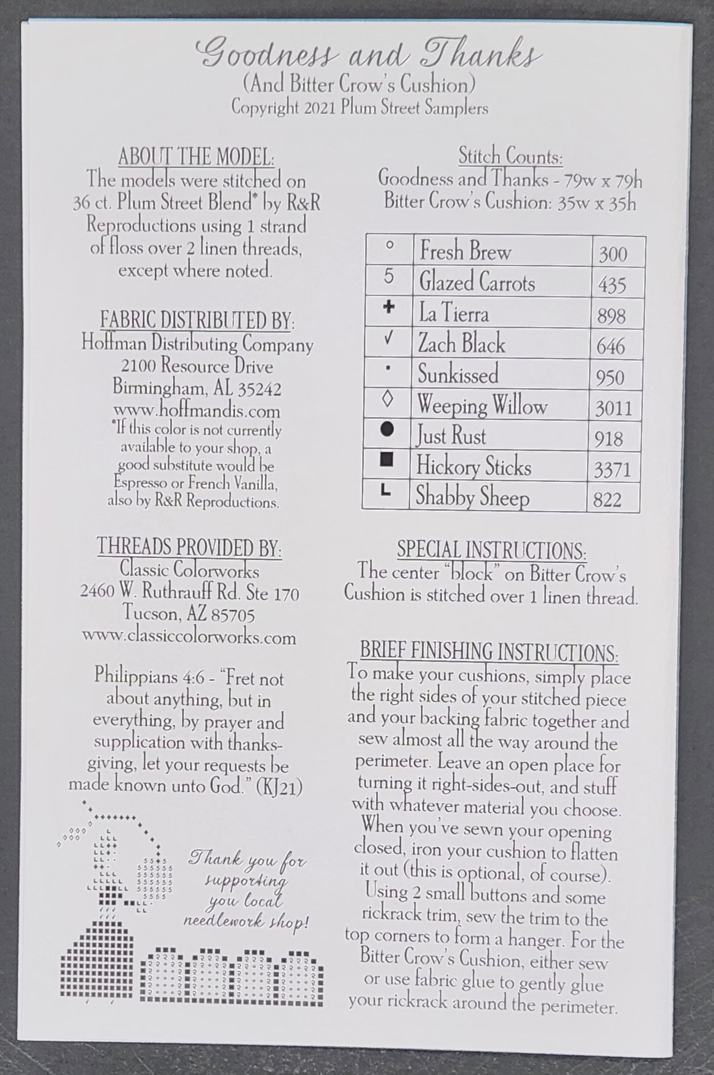 Goodness and Thanks And Bitter Crow's Cushion