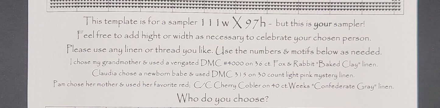 I Choose You..... A Marking Sampler