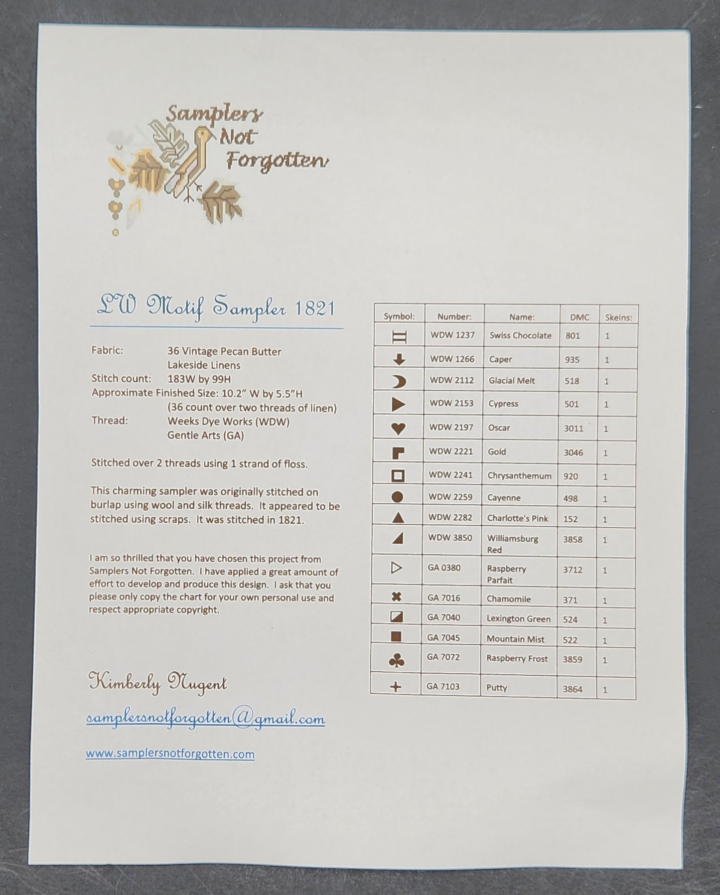 LW Motif Sampler 1821