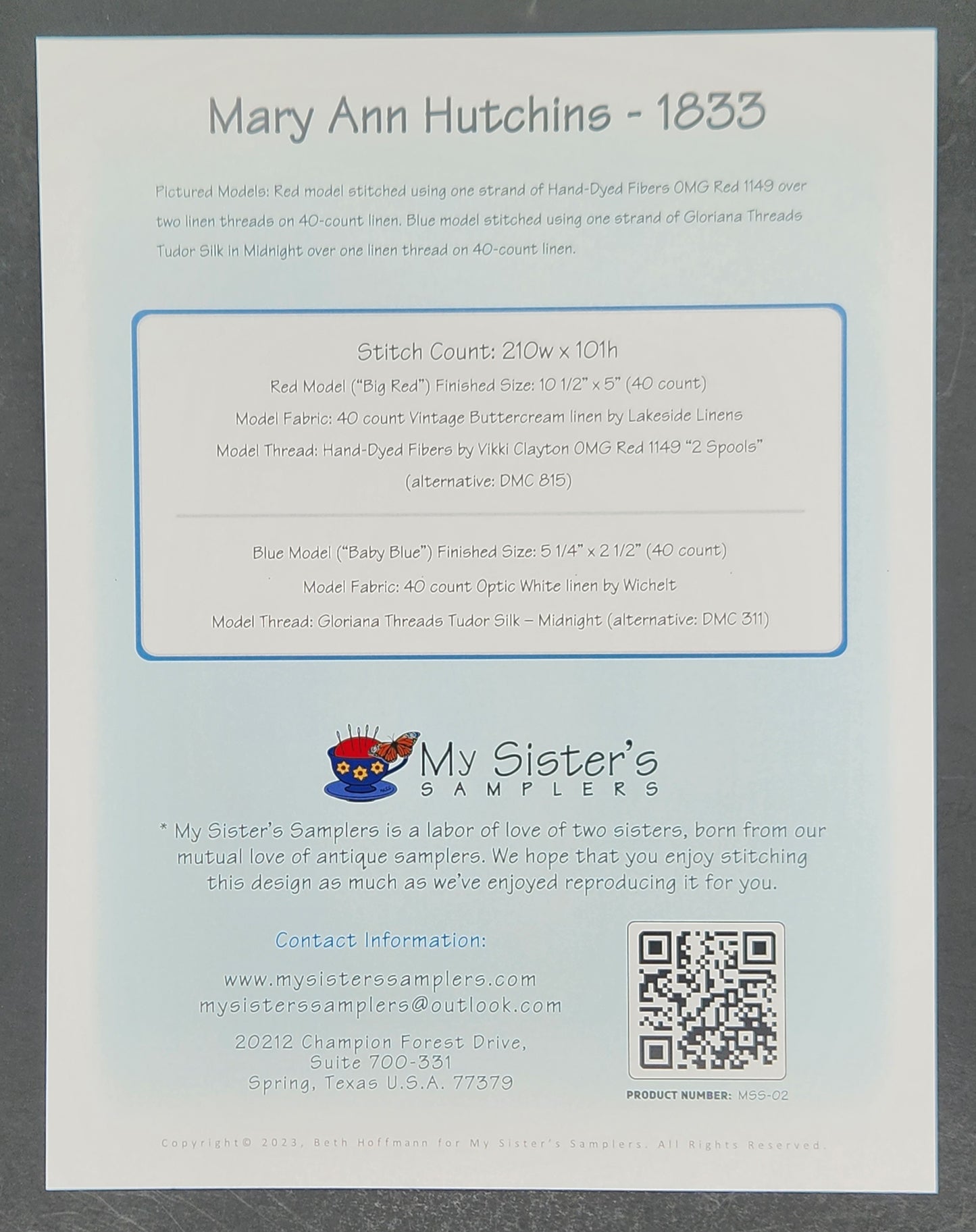 Mary Ann Hutchins - 1833