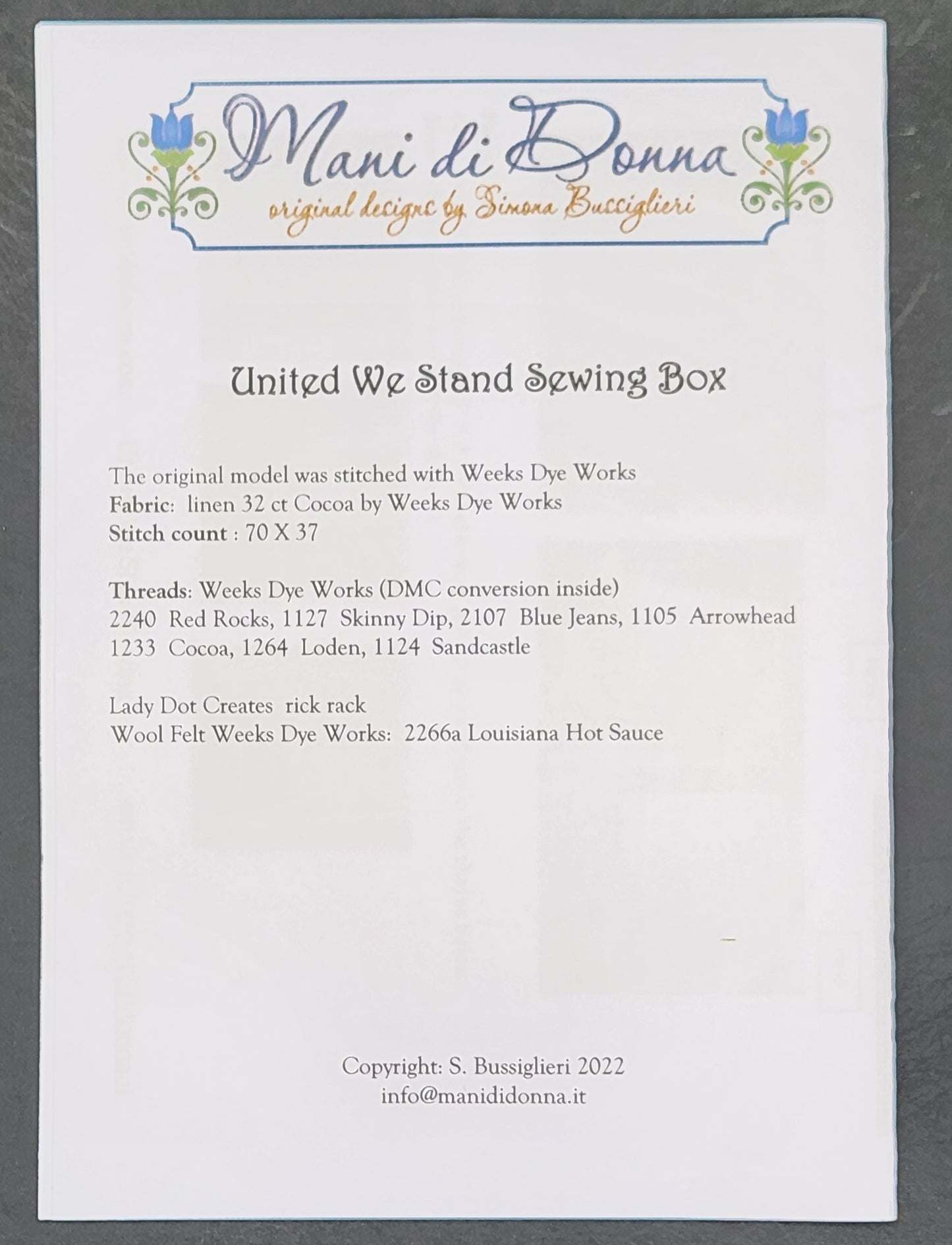 United We Stand Sewing Box