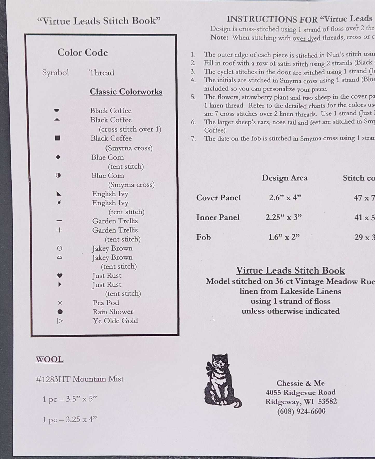 Virtue Leads Stitch Book