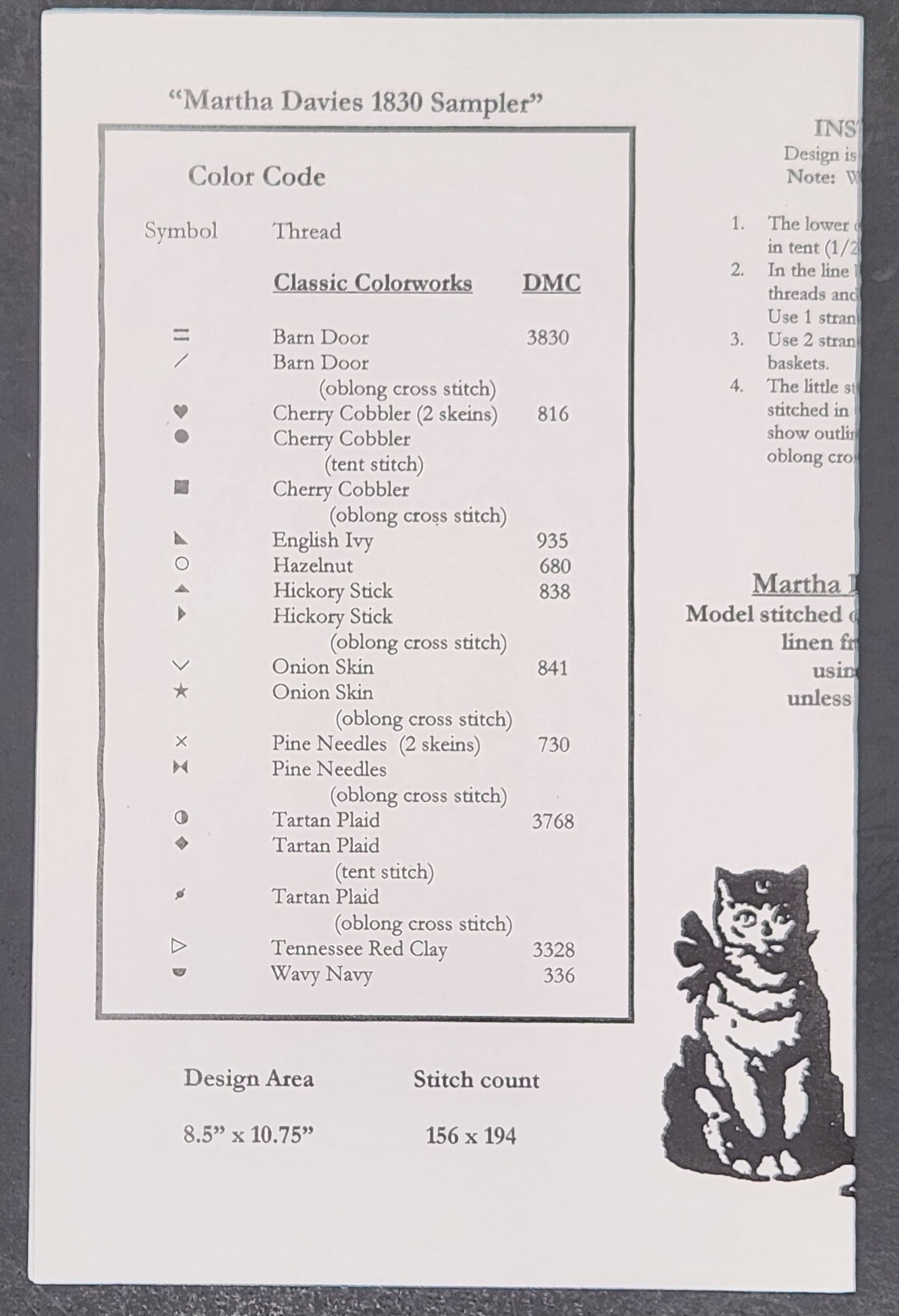 Martha Davies 1830 Sampler