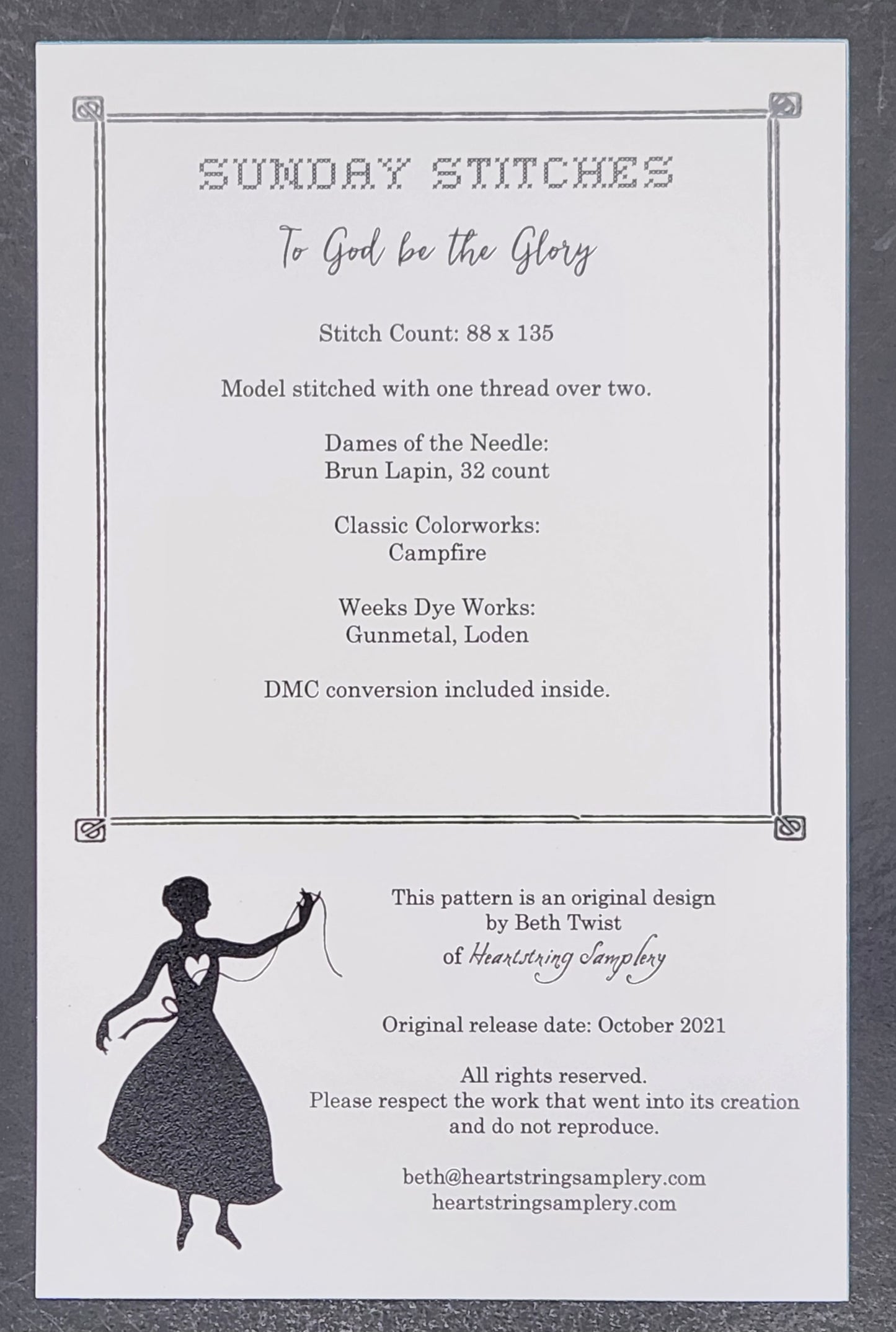 Sunday Stitches - To God be the Glory