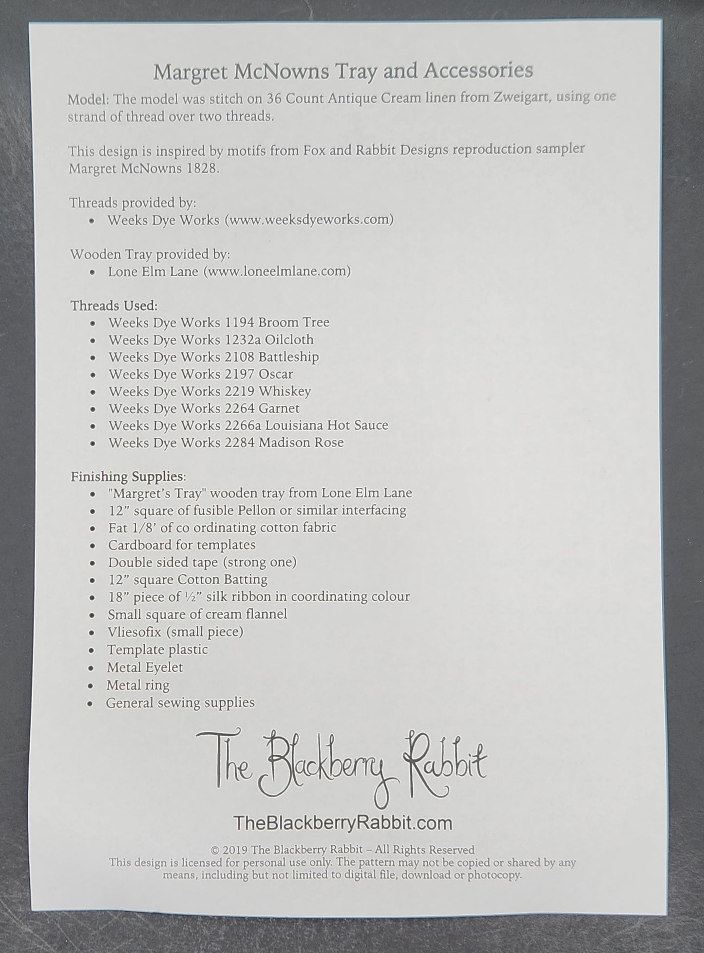 Margret McNowns - Tray & Accessories