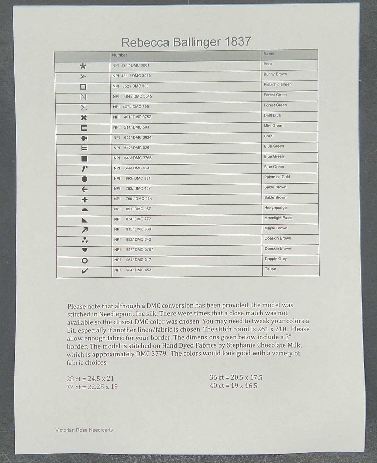 Rebecca Ballinger, 1837