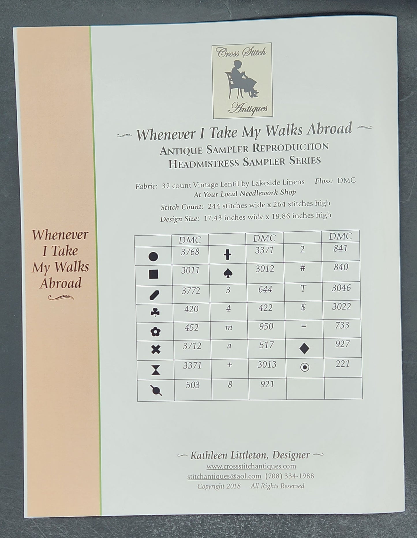 Headmistress Sampler Series - Whenever I Take My Walks Abroad