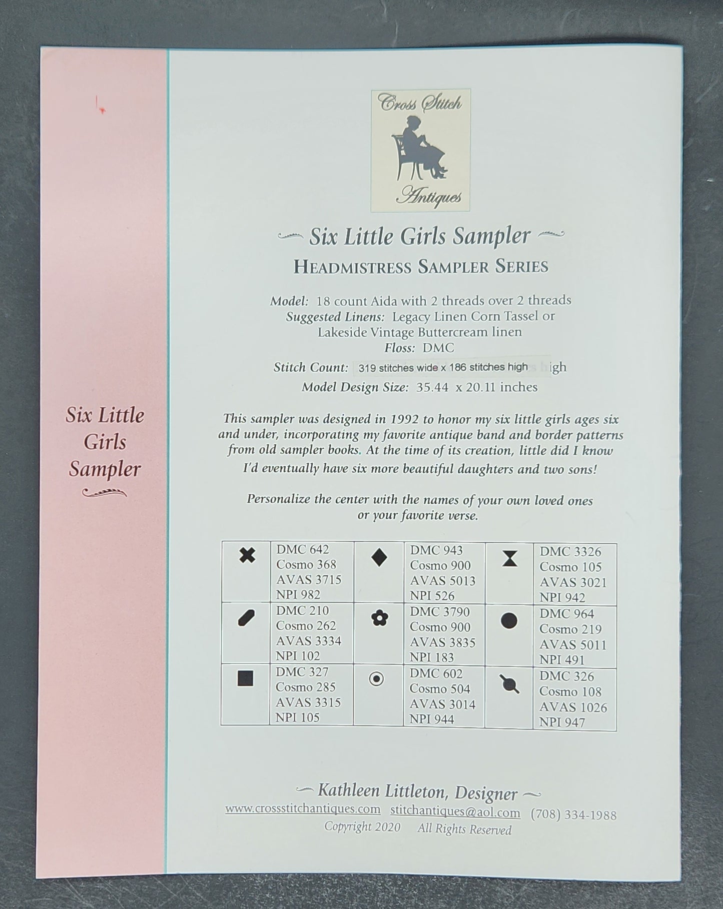 Headmistress Sampler Series - Six Little Girls Sampler