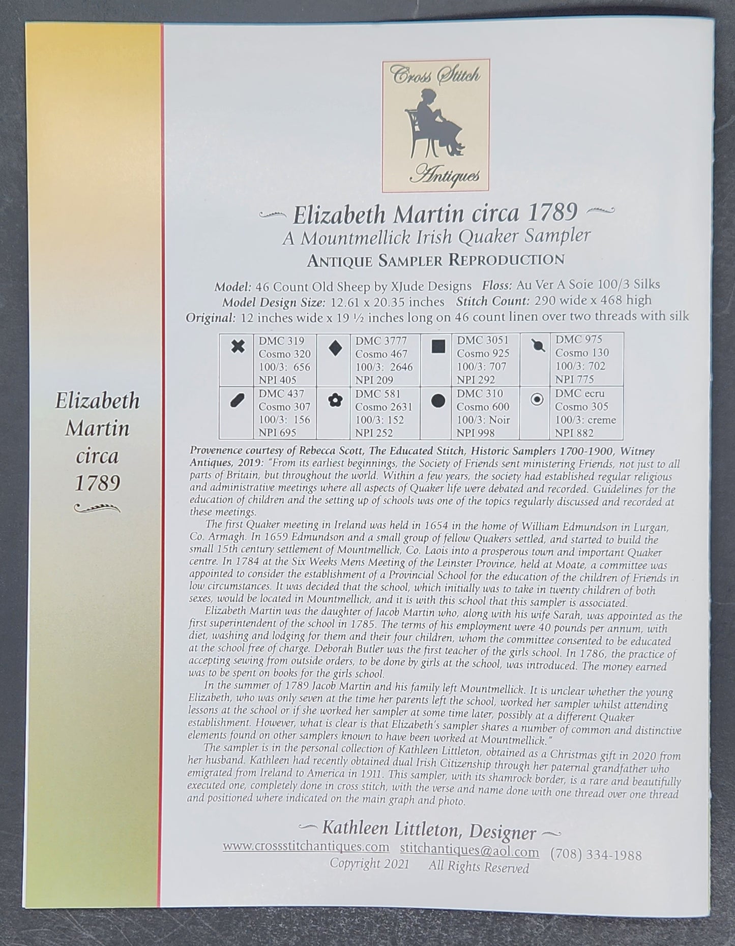 Elizabeth Martin circa 1789