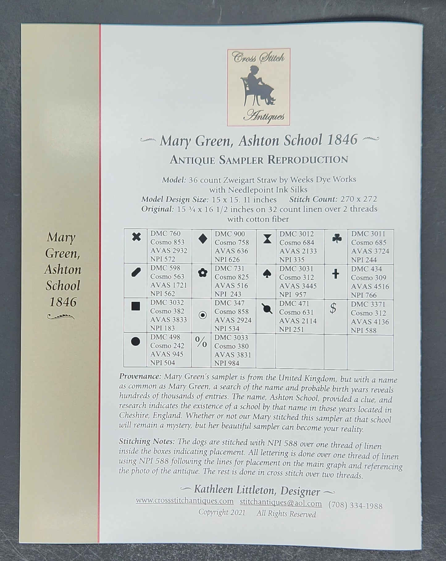 Mary Green, Ashton School 1846