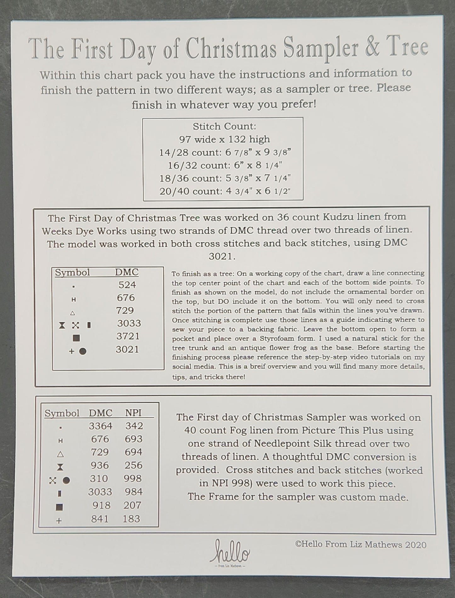 First Day of Christmas Sampler & Tree