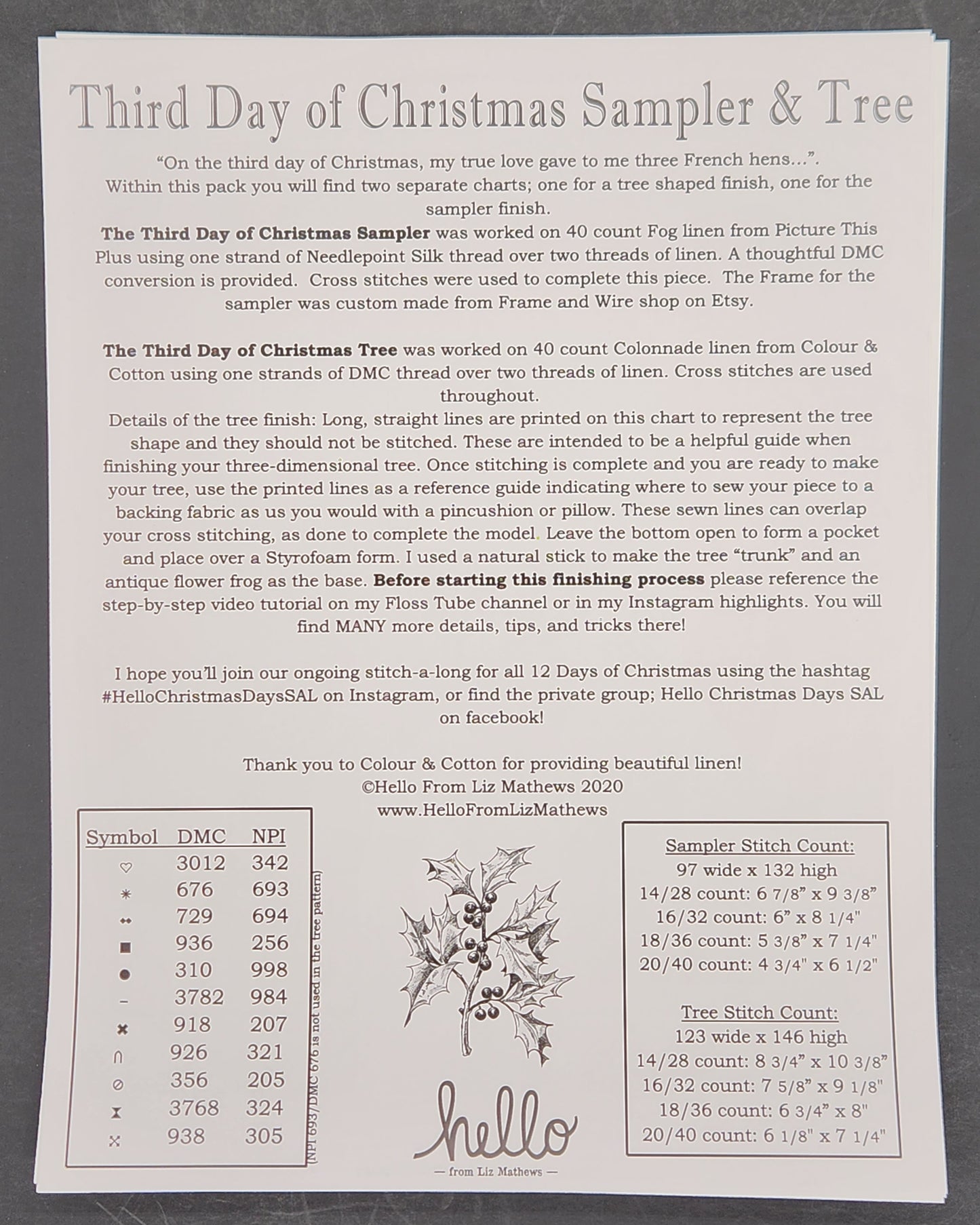 Third Day of Christmas Sampler & Tree