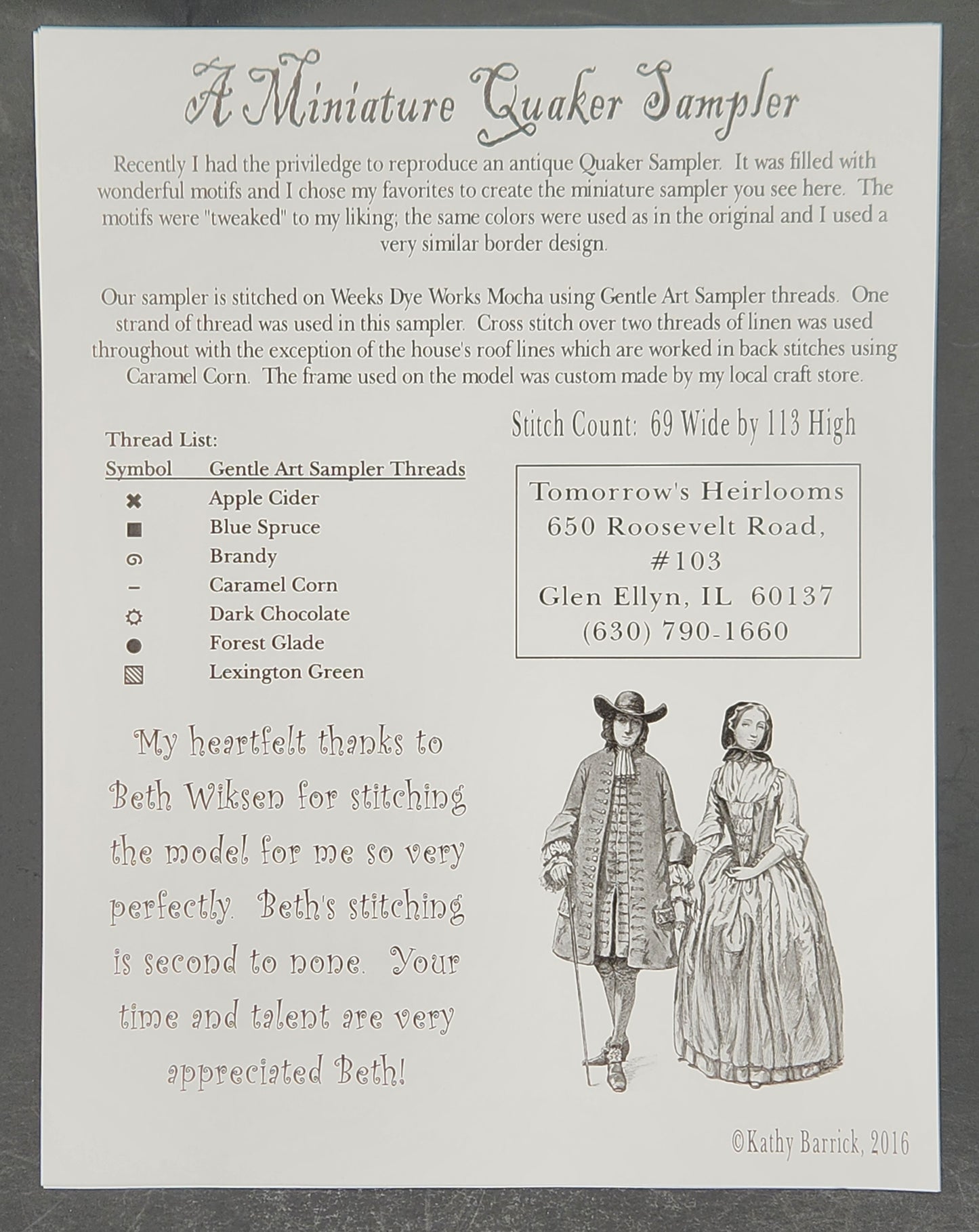 A Miniature Quaker Sampler