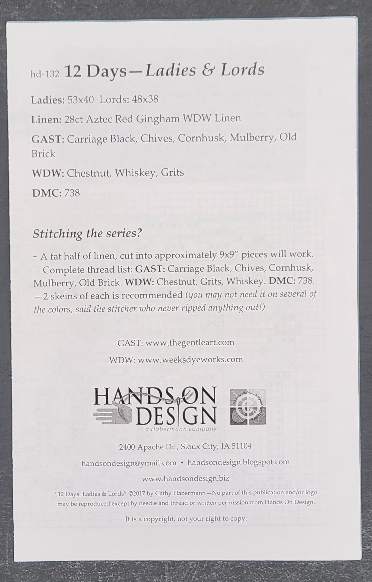 Hands on Design 12 Days - Ladies & Lords