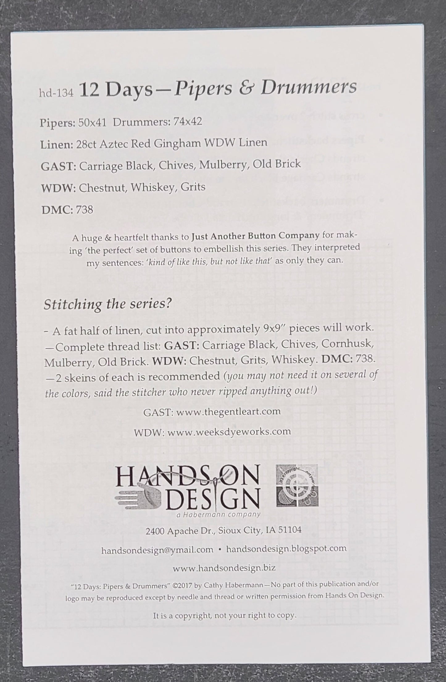 Hands On Design 12 Days - Pipers & Drummers