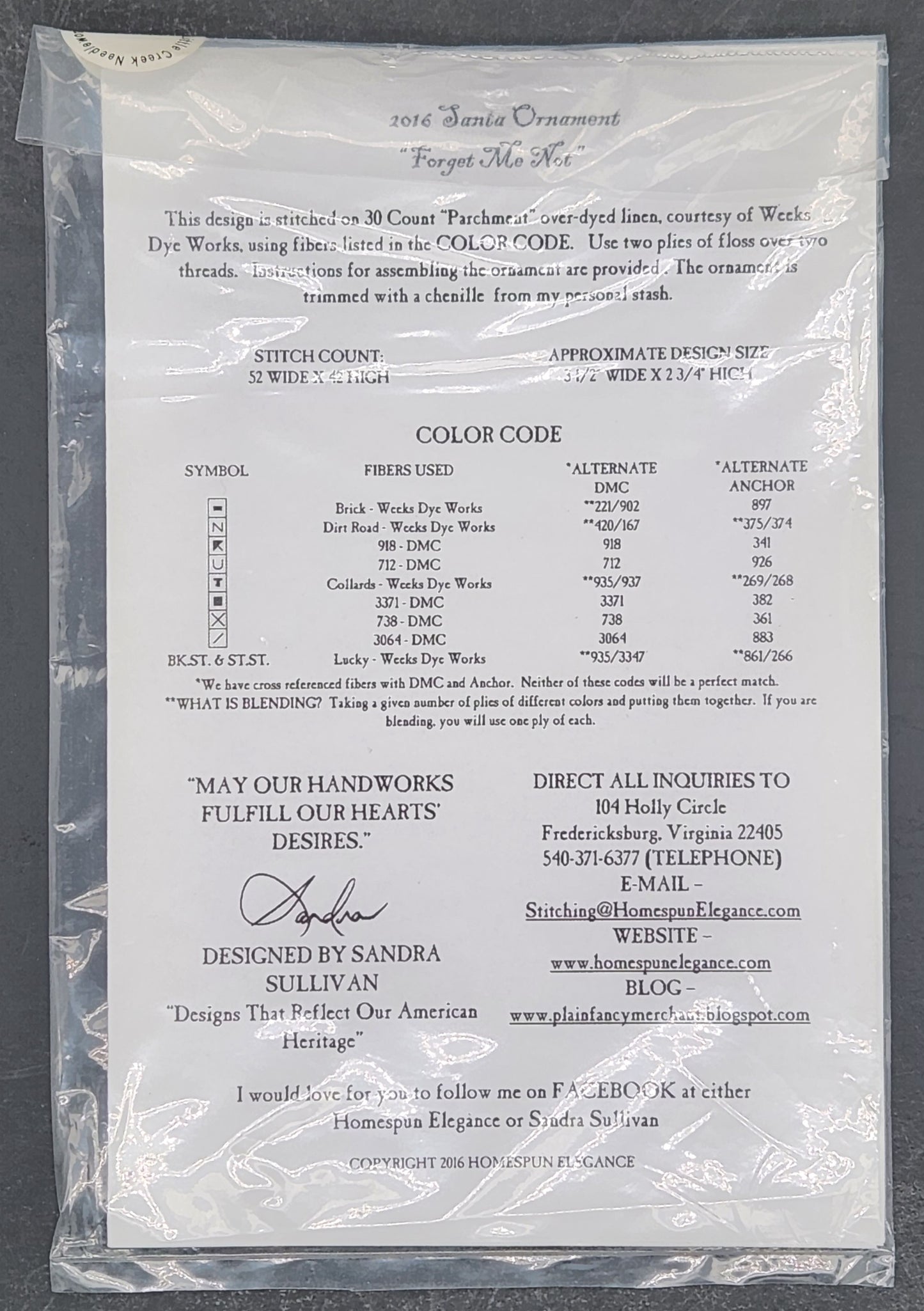 Santa Ornament - Forget Me Not