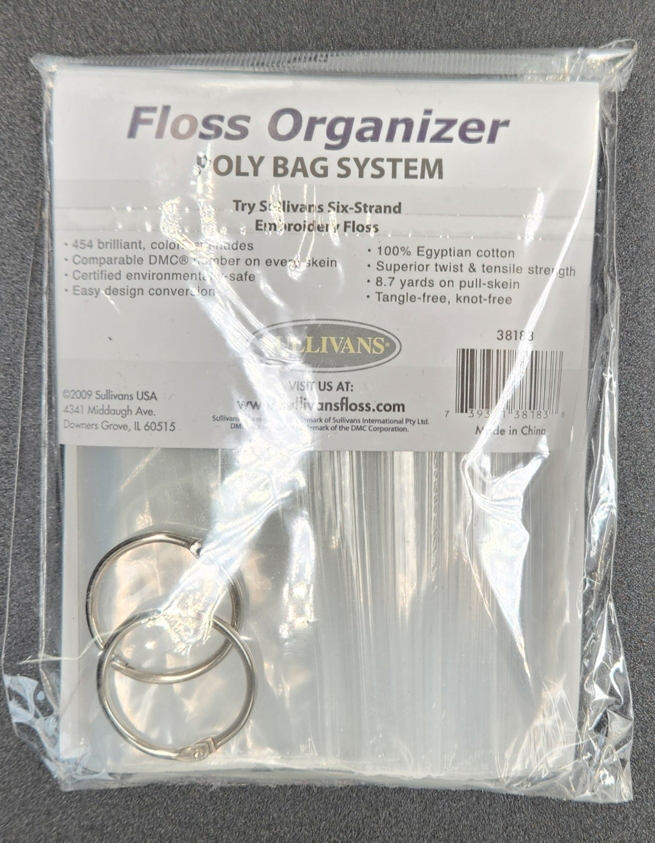Floss Organizer Poly Bag System 36 Pack with 2 1" rings
