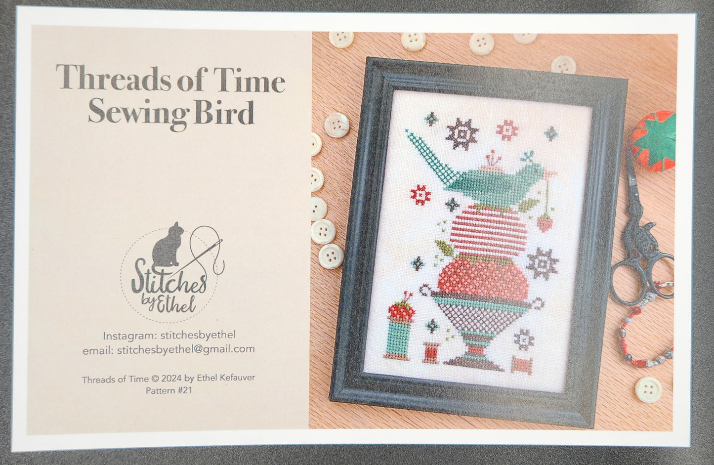 Threads of Time Sewing Bird
