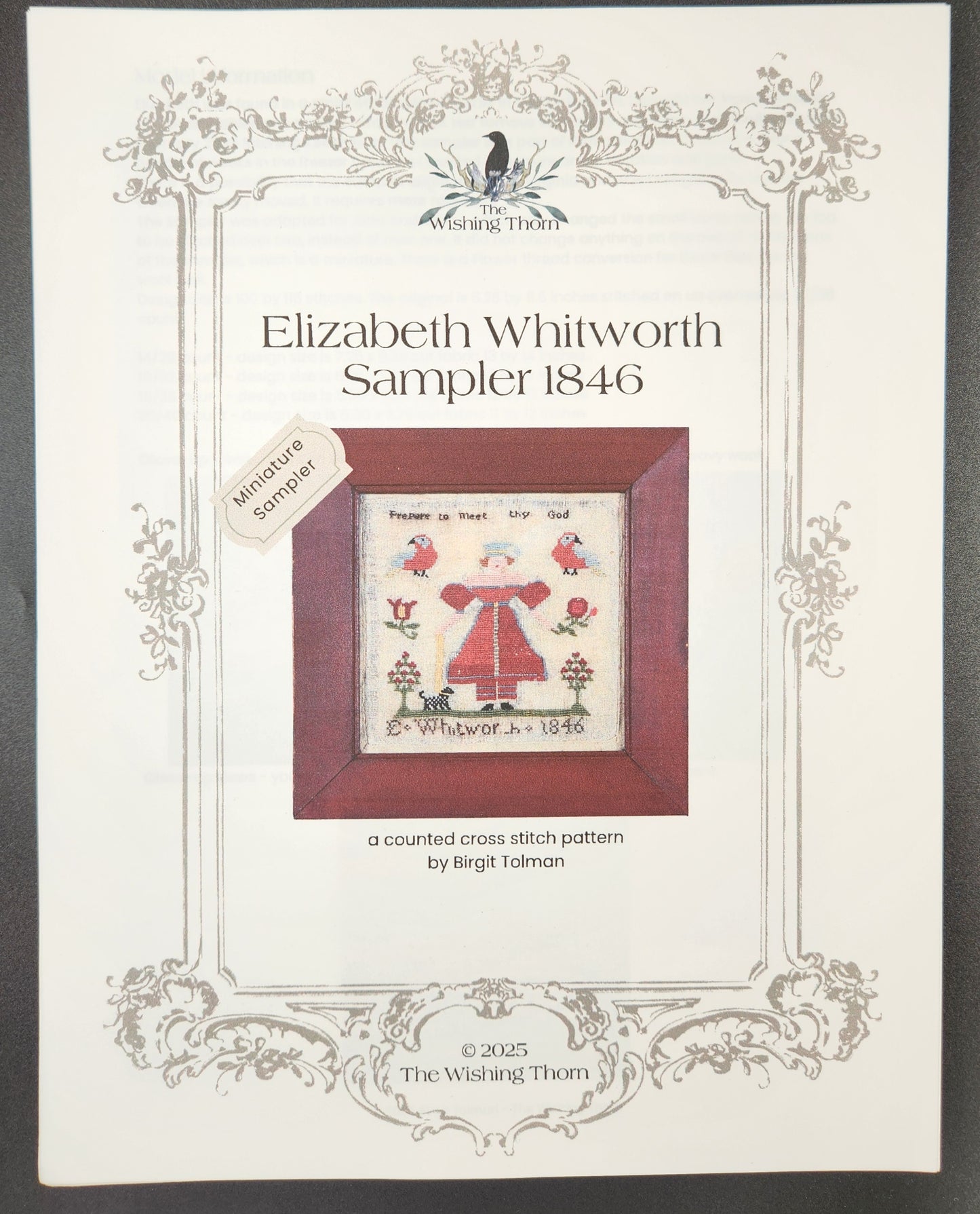 Elizabeth Whitworth Sampler 1846