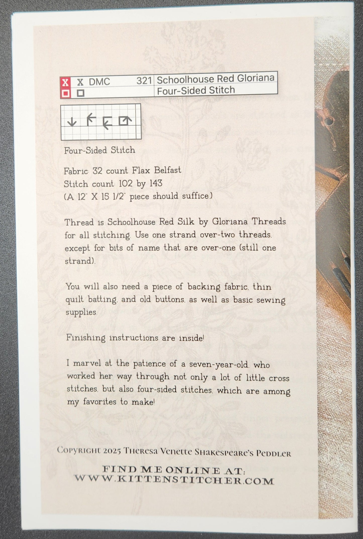 A Little Marking Sampler S Ward. Aged 7