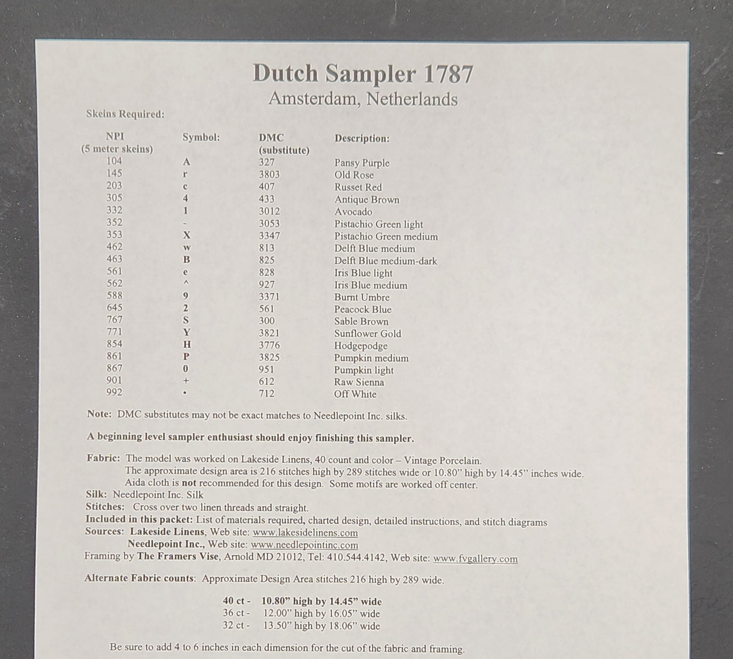 Dutch Sampler 1787