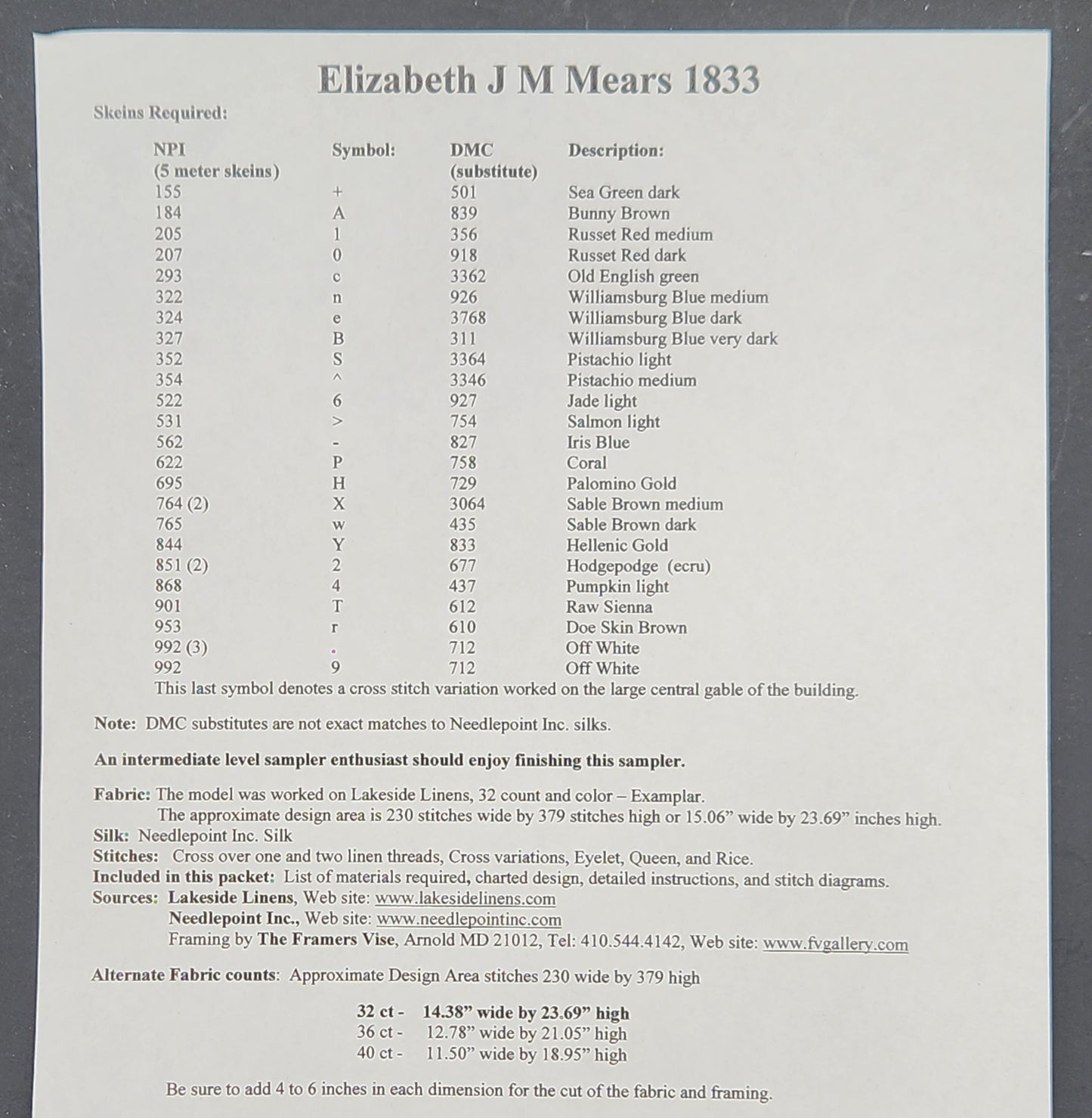 Elizabeth J M Mears 1833