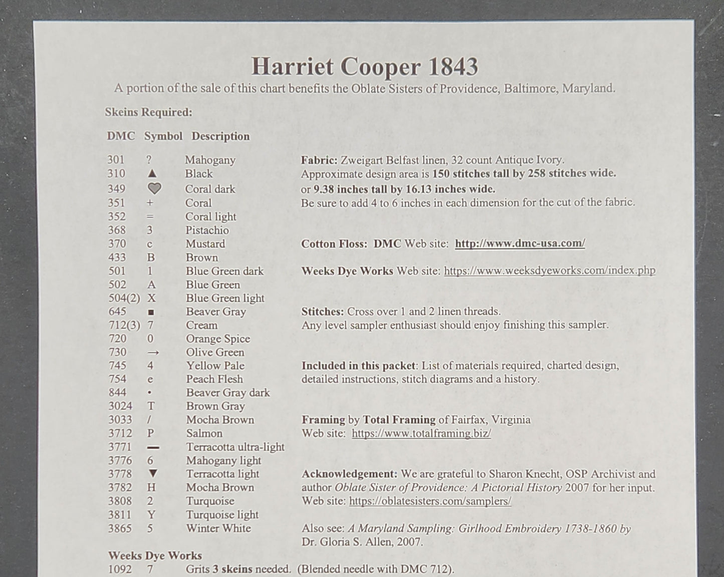 Harriet Cooper - Baltimore, Maryland 1843