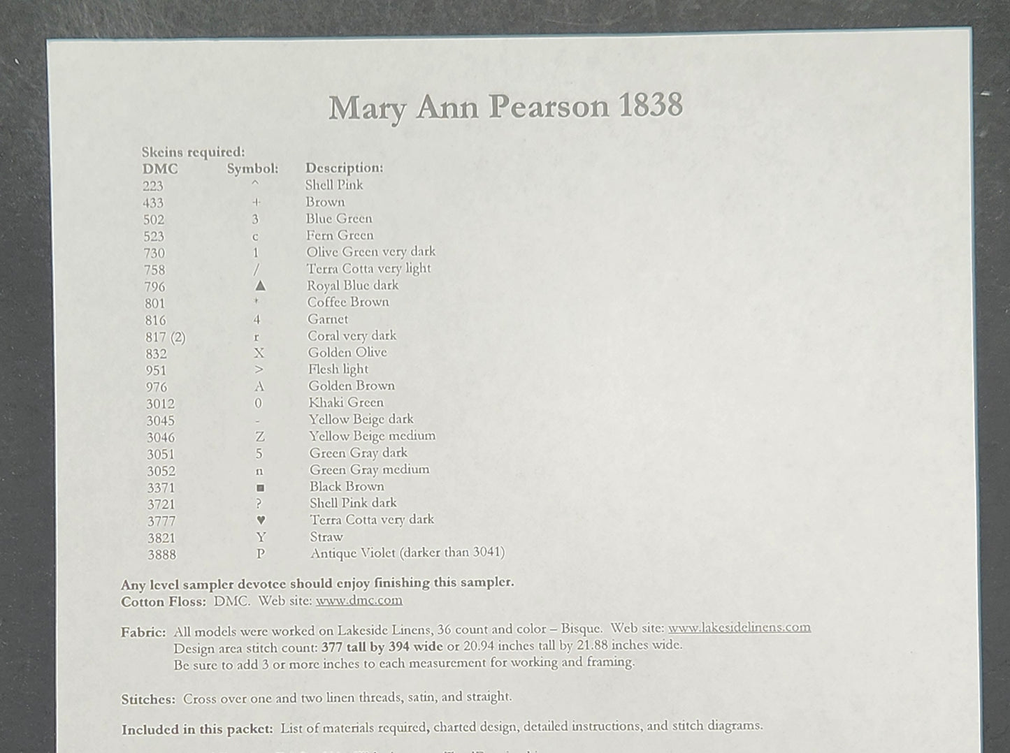 Mary Ann Pearson 1838