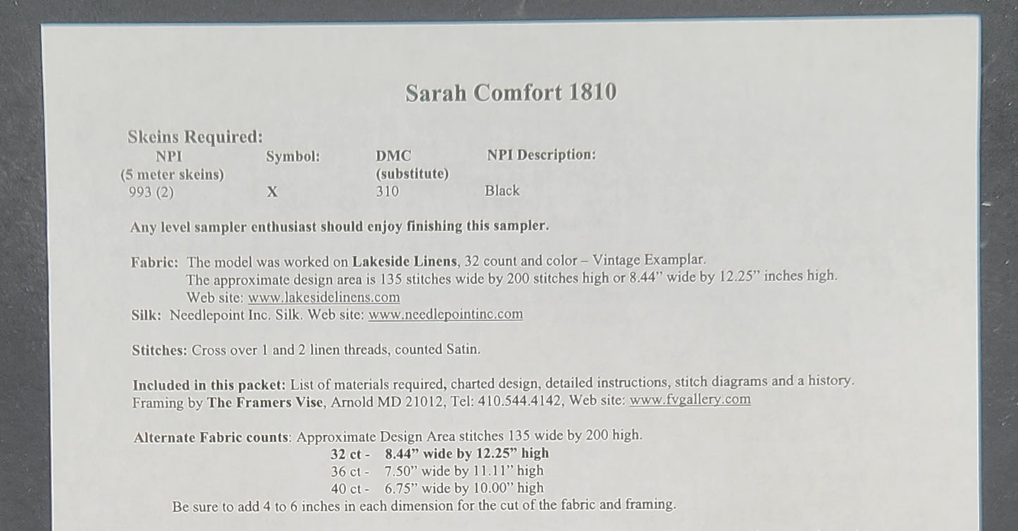 Sarah Comfort 1810