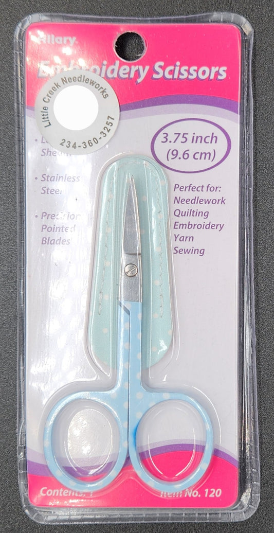 Scissors - Light blue with white polka dots