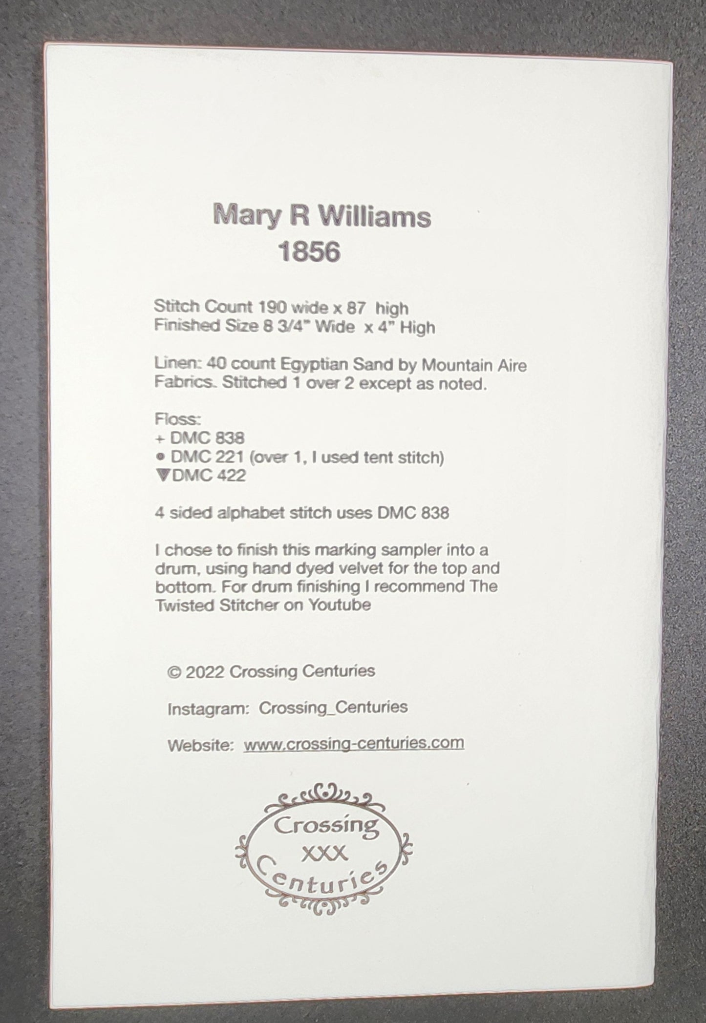 Mary R Williams 1856