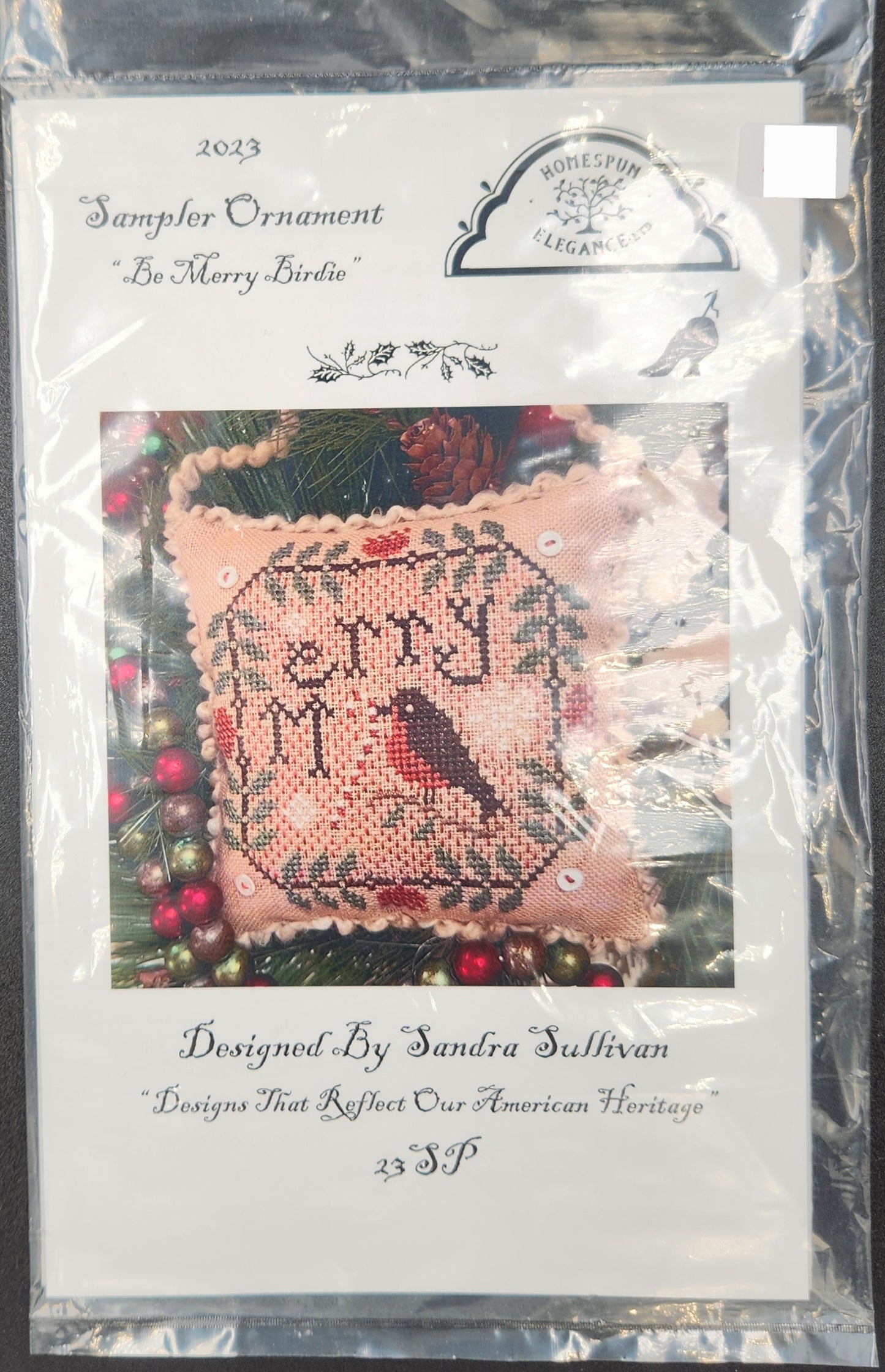 2023 Sampler Ornament - Be Merry Birdie