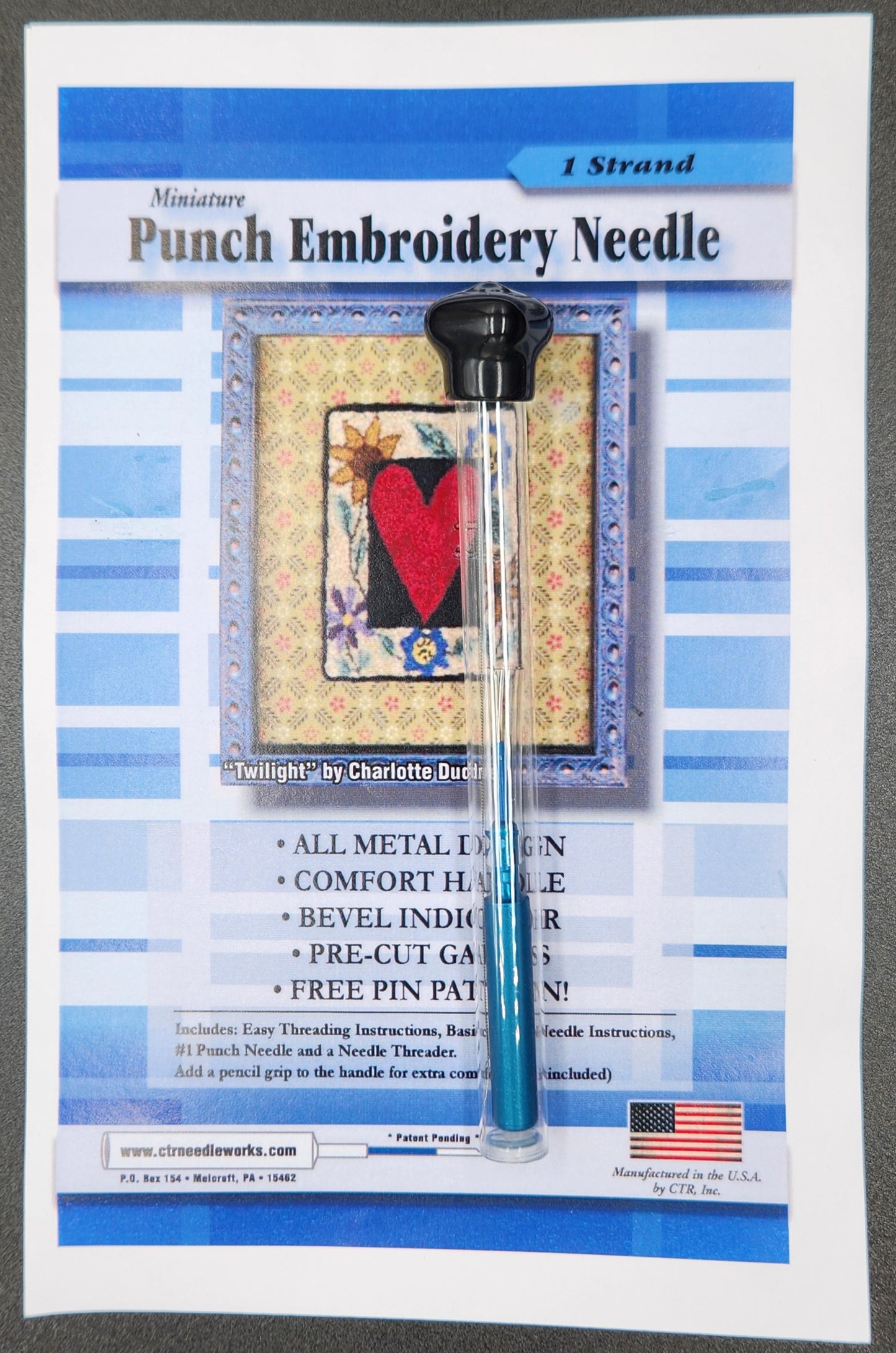 Miniature Punch Embroidery Needle - Blue