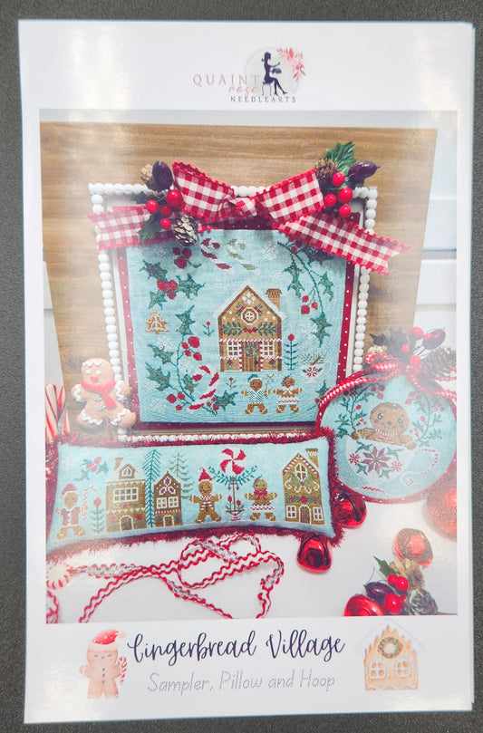 Gingerbread Village Sampler, Pillow and Hoop