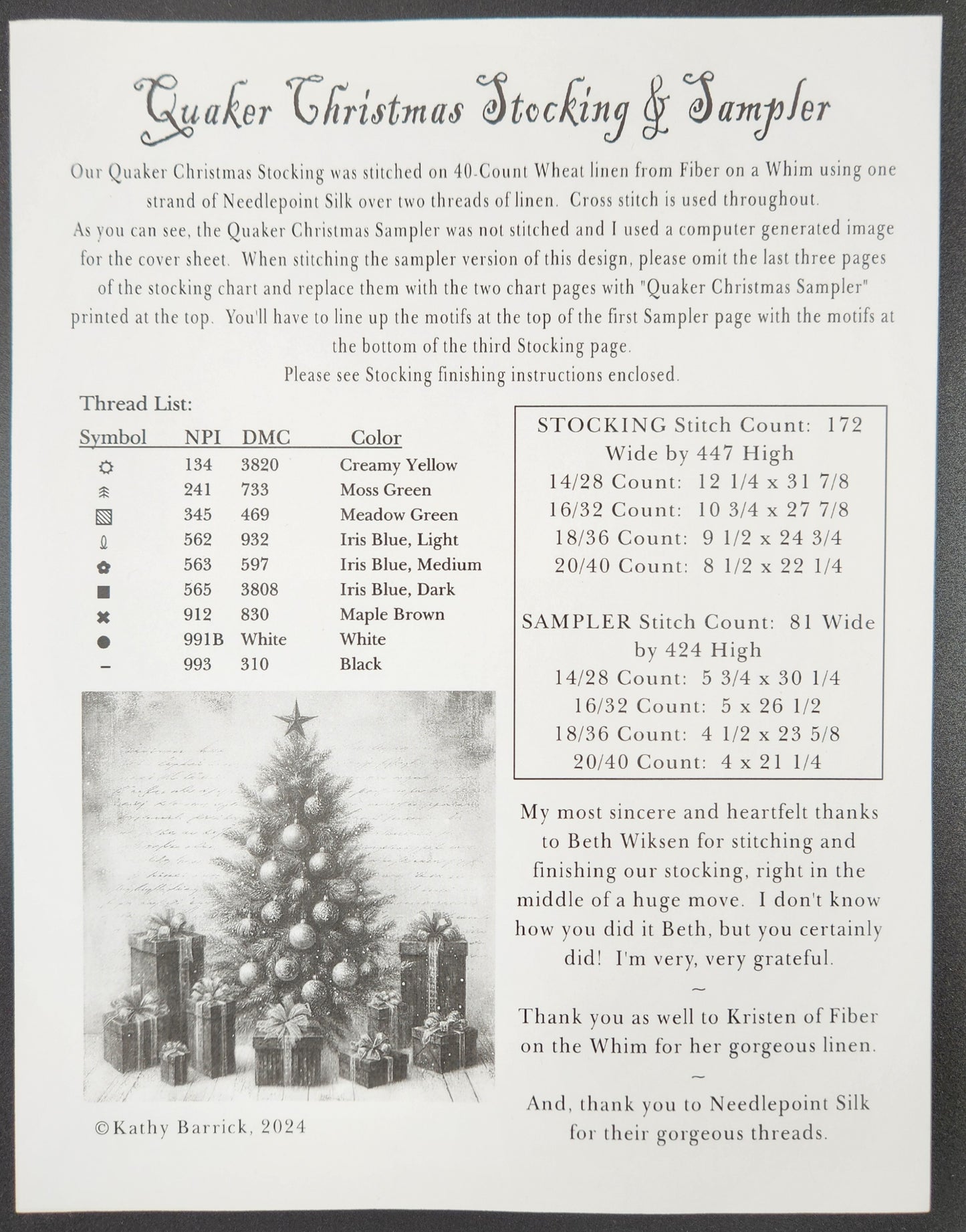 Quaker Christmas Stocking and Sampler