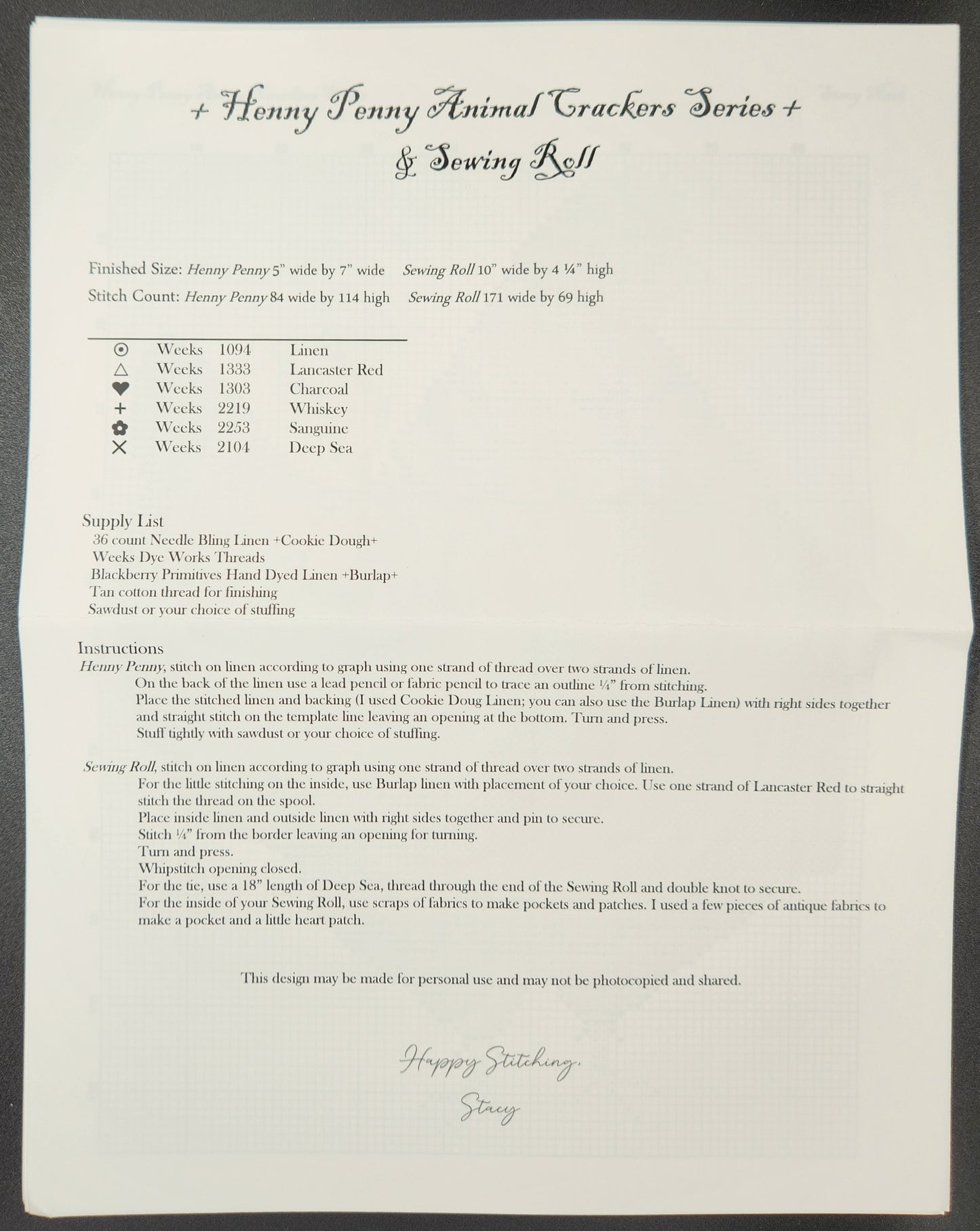 Animal Crackers Series - Henny Penny & Sewing Roll